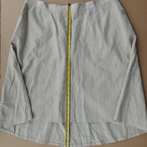 Natural tan cream linen blend skirt pockets 2X - Picture 5 of 7